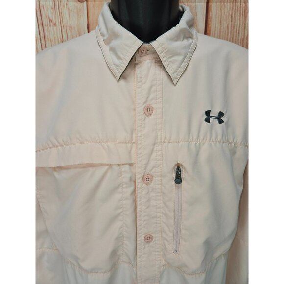Under Armour Loose Fit XL Heatgear Shirt Peach Lightweight Button-Up - Picture 3 of 8